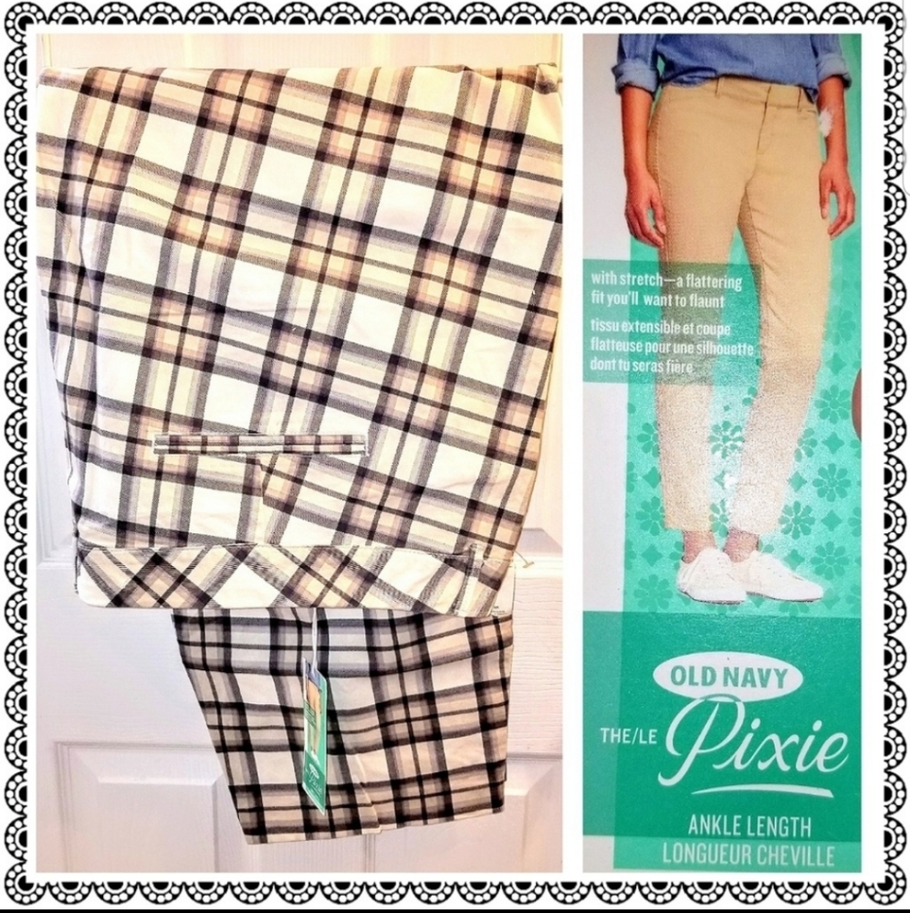 {Old Navy} Pixie stretch ankle pants, plaid sz 30